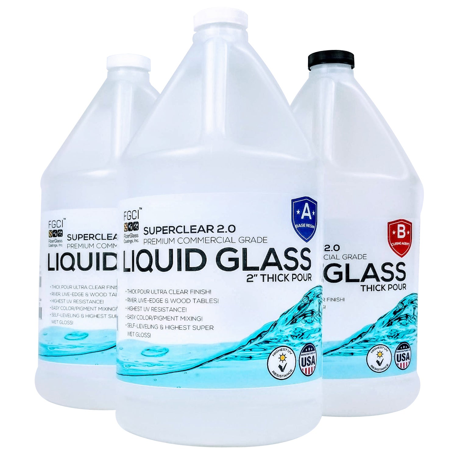 Liquid Glass Deep Pour Epoxy – 3 Gallon Kit